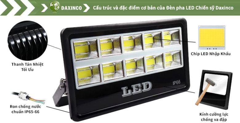Đèn pha led 500w Daxinco kiểu chiến sỹ Daxin500-18