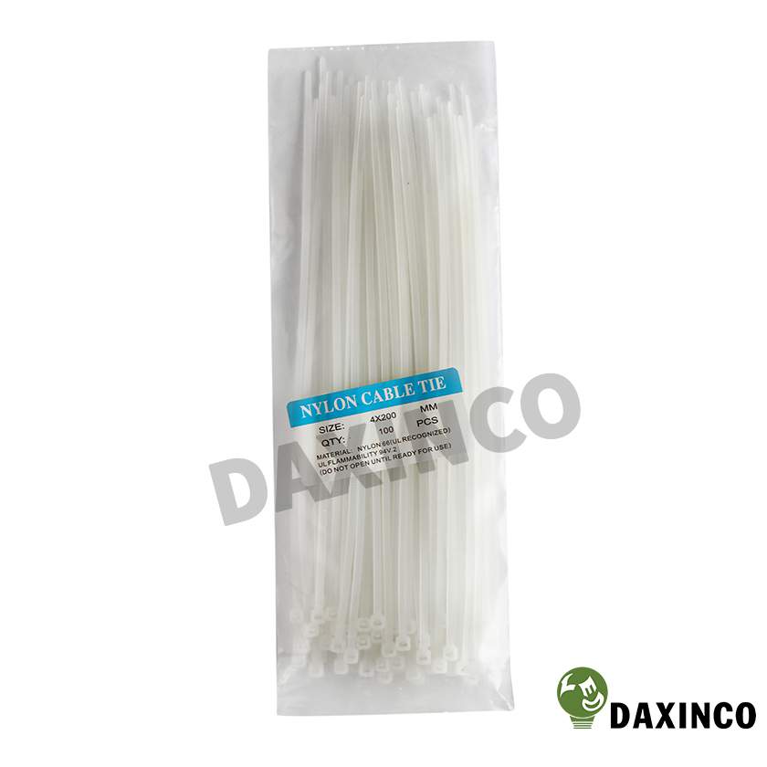 Dây rút nhựa 4x200 trắng Daxinco - dây lạc nhựa 1