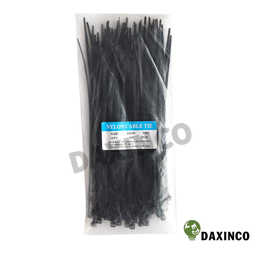 Dây rút nhựa 5x200 đen Daxinco - dây lạc nhựa 1