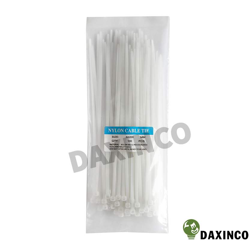 Dây rút nhựa 5x200 trắng Daxinco - dây lạc nhựa 1