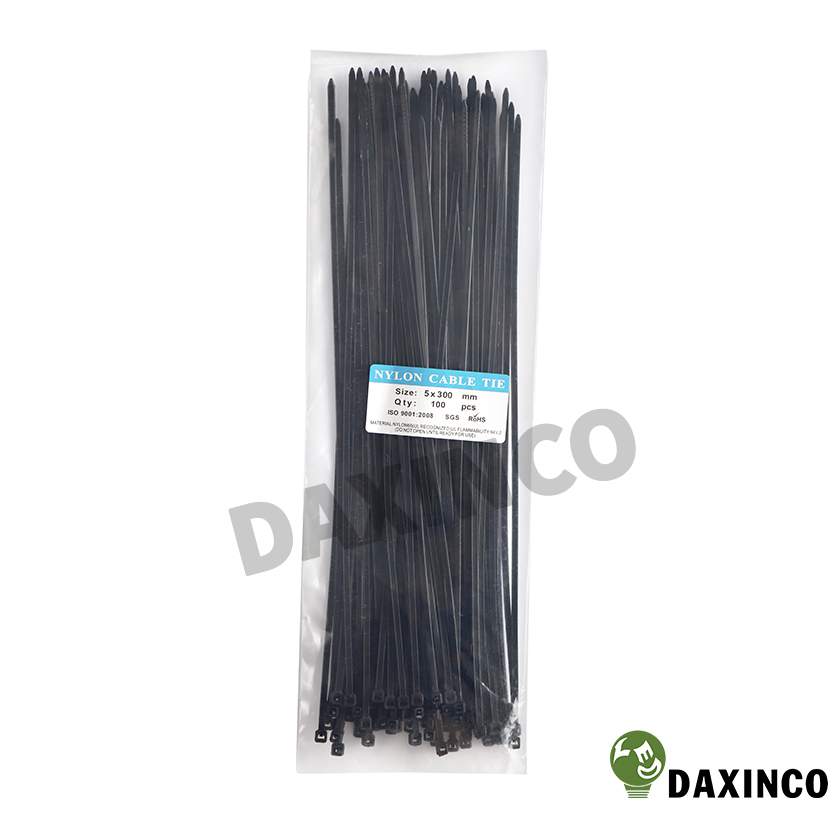 Dây rút nhựa 5x300 đen Daxinco - dây lạc nhựa 1