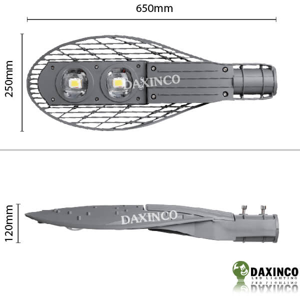 Kích thước Đèn đường led 100W Daxinco kiểu vợt Daxin100-17