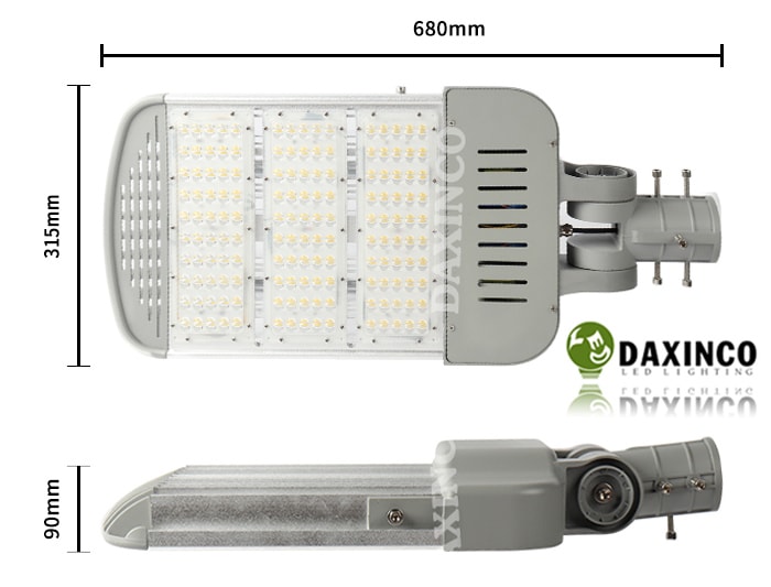 Kích thước đèn đường led 150W Daxinco kiểu robot Daxin150-15