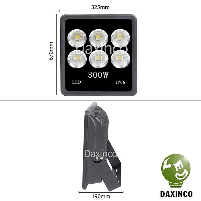 Kích thước đèn pha led 300W chiếu xa - tụ quang Daxinco