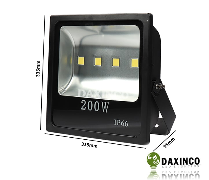 Kích thước đèn pha led 200w-2 Daxinco kiểu dẹp
